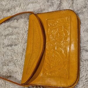Beautiful OAXACA Yellow Leather Shoulder Bag